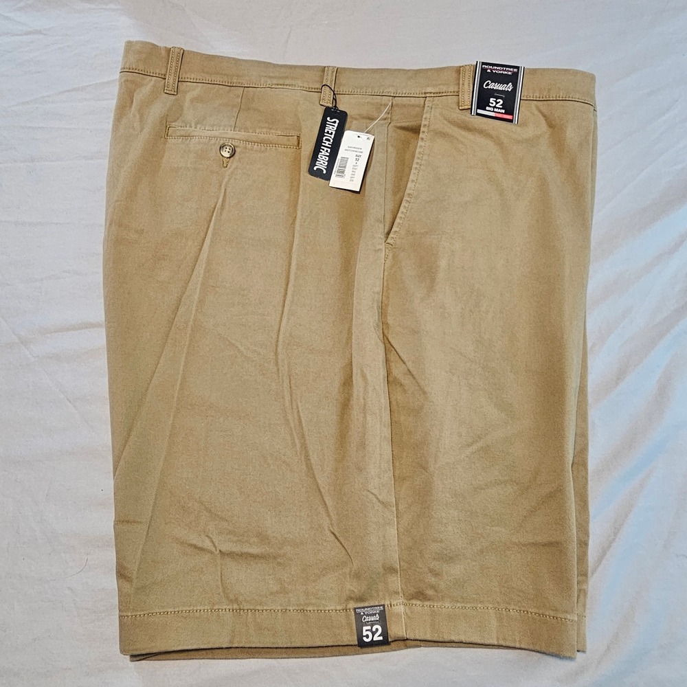 Roundtree & Yorke Size 52 Classic Fit Shorts Dark Khaki 9" inseam Flat NWT L903